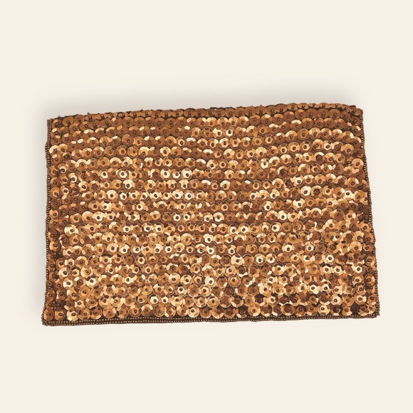 Vintage Walborg Evening Bag Sequin Purse Clutch 60s 70s Copper Brown Folding - Picture 3 of 11